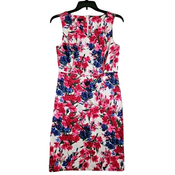 TALBOTS ~Woman Size 8~ White Floral Cotton Dress Fully Lined NWOT. - Picture 9 of 9